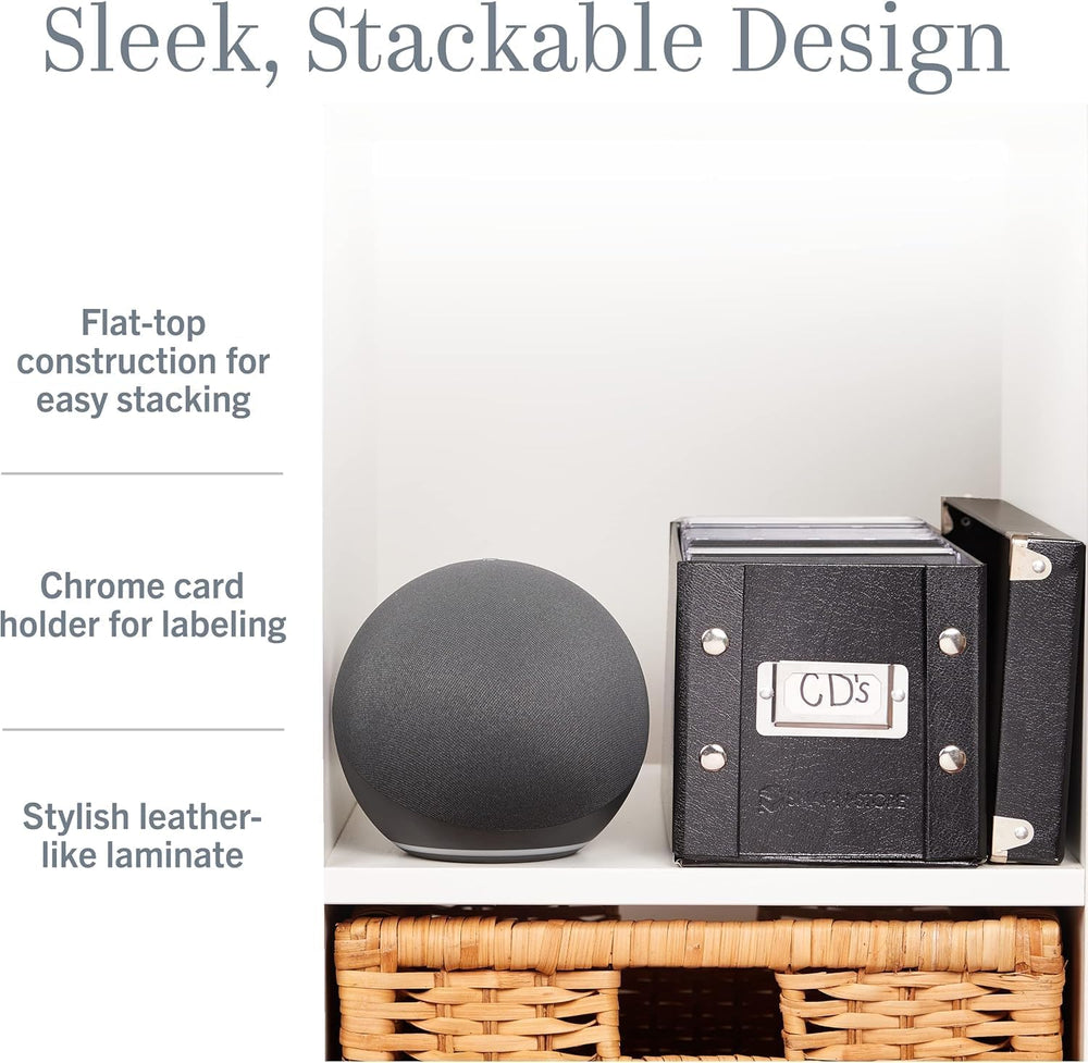 Snap-N-Store CD Storage Box - 4 Pack - Durable 5.1 x 5.1 x 13.2 Inch Disc Hol...