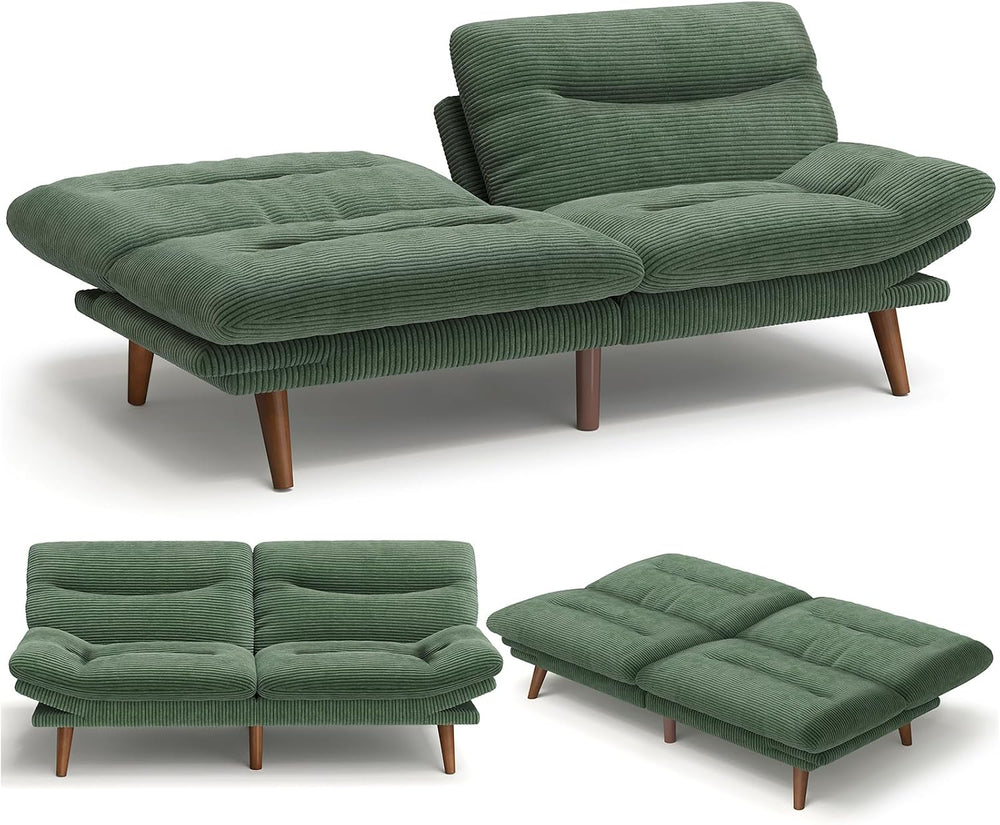 Amada 75 inch 3-in-1 Convertible Futon Sofa Bed, Green