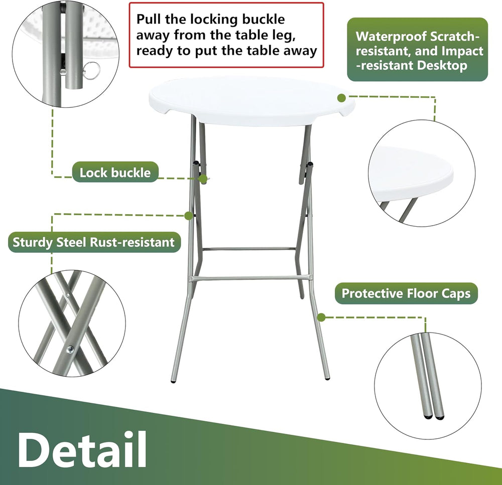32 inch Cocktail Table, 43in Tall Foldable High Top Folding Table