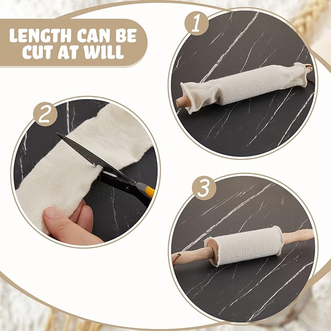 Patelai Set of 4 Rolling Pin Covers 14.96 x 1.97 Inch Cotton White Rolling Pin - Image 4