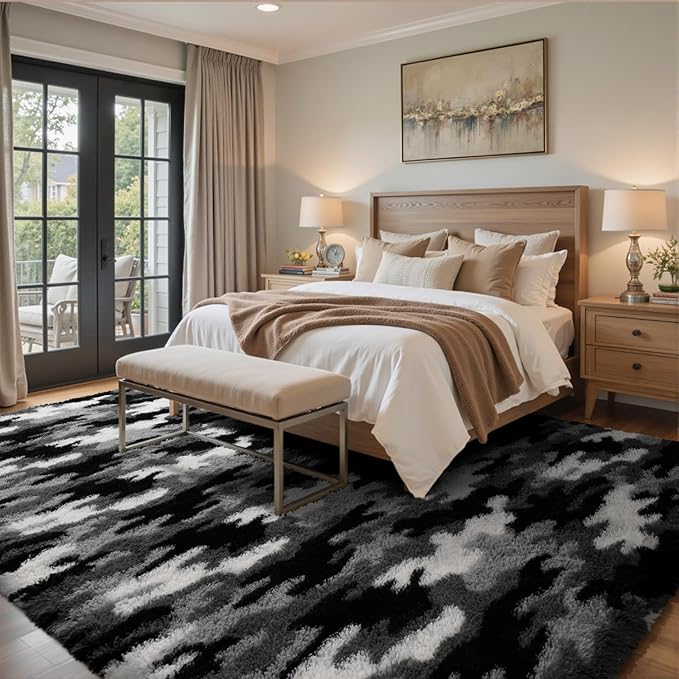 5x7 Ft Large Shag Rugs for Bedroom Living Room, Tie Dyed Ultra Soft Fluffy - Image 3