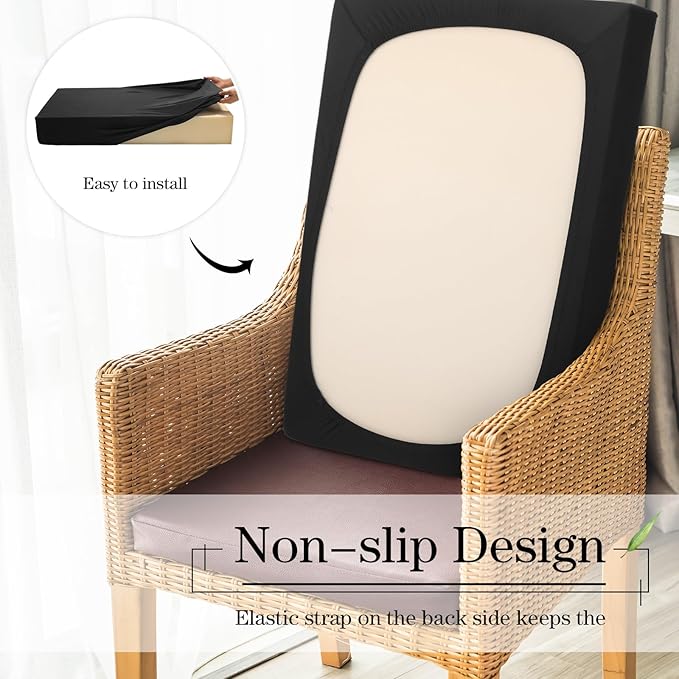Newwiee Set of 4 Stretch Patio Cushion Covers Sofa Couch Seat Chair Slipcovers - Image 3