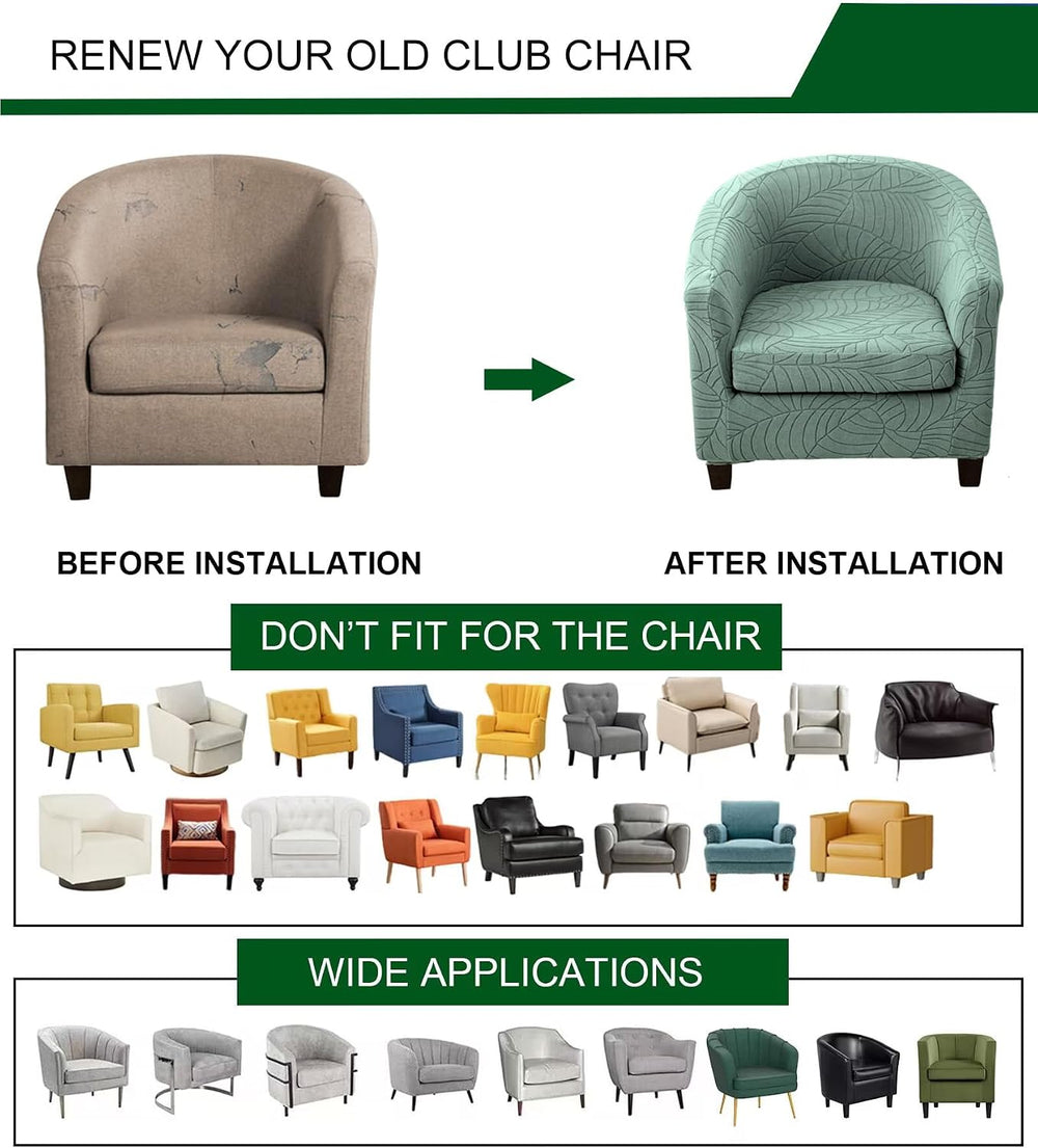 CRFATOP 2 Piece Barrel Chair Cover Stretch Club Armchair Slipcover