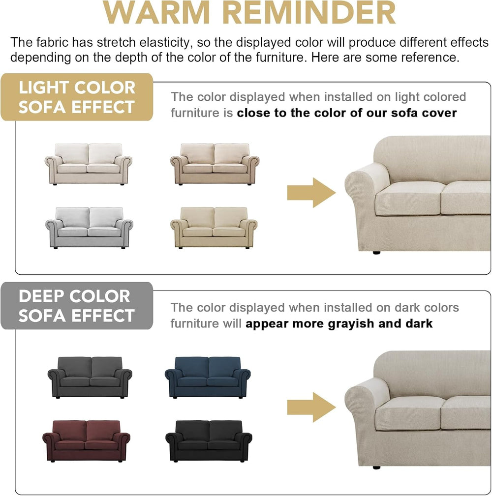 H.VERSAILTEX 3 Piece Stretch Sofa Covers for 2 Cushion Loveseat Couch Covers ...