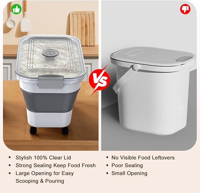 Rice Storage Container, Collapsible Airtight Food Storage Containers 20-30lbs - Image 5