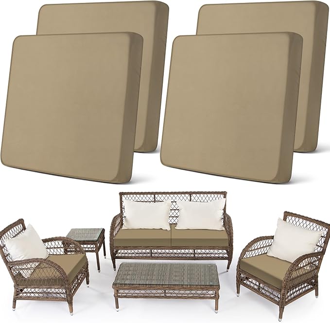 Newwiee Set of 4 Stretch Patio Cushion Covers Sofa Couch Seat Chair Slipcovers by Newwiee