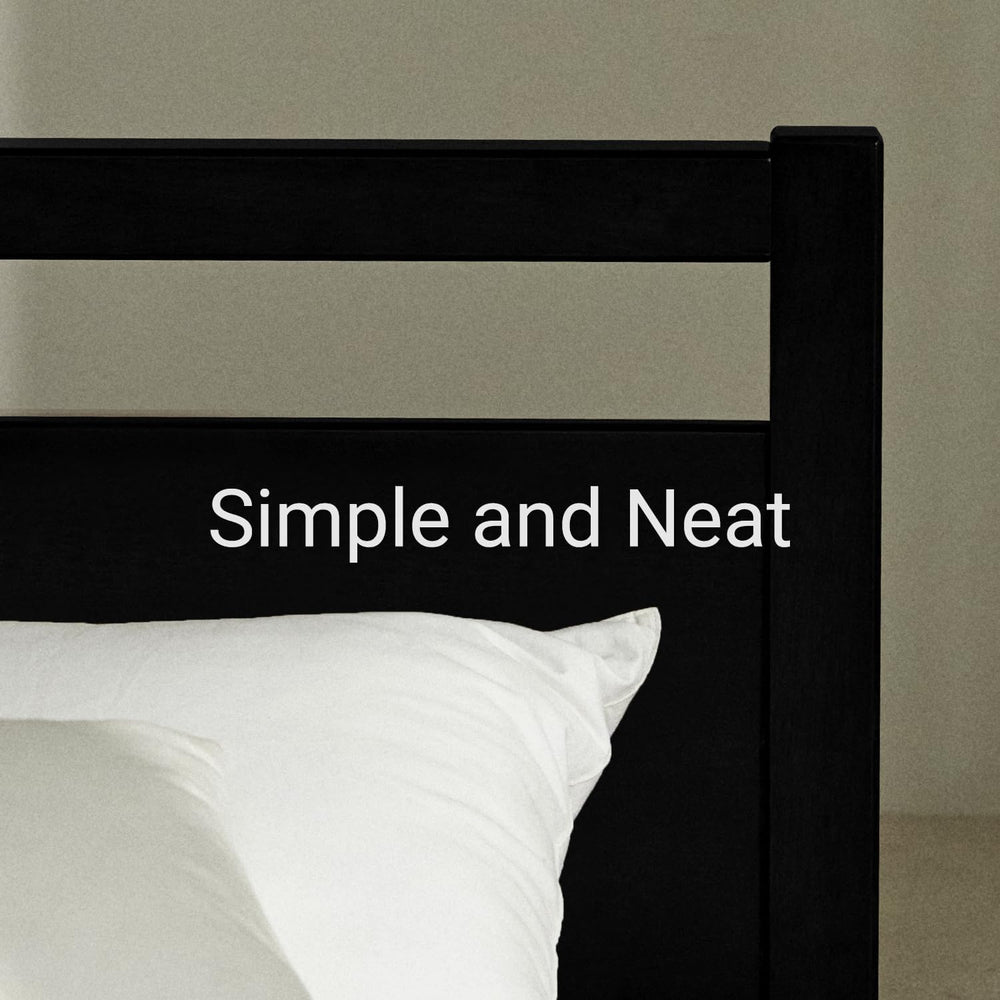 LIFEMENT Signature Wood Platform Bed Frame with Headboard, Essential, Noise F...