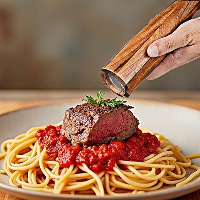 Wooden Salt and Pepper Grinder Set, Manual Salt and Pepper Mill, Acacia wood - Image 8