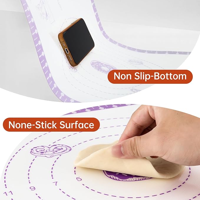 Non Stick Silicone Pastry Mat for Dough Rolling, Silicone Baking Mat for Bread - Image 8