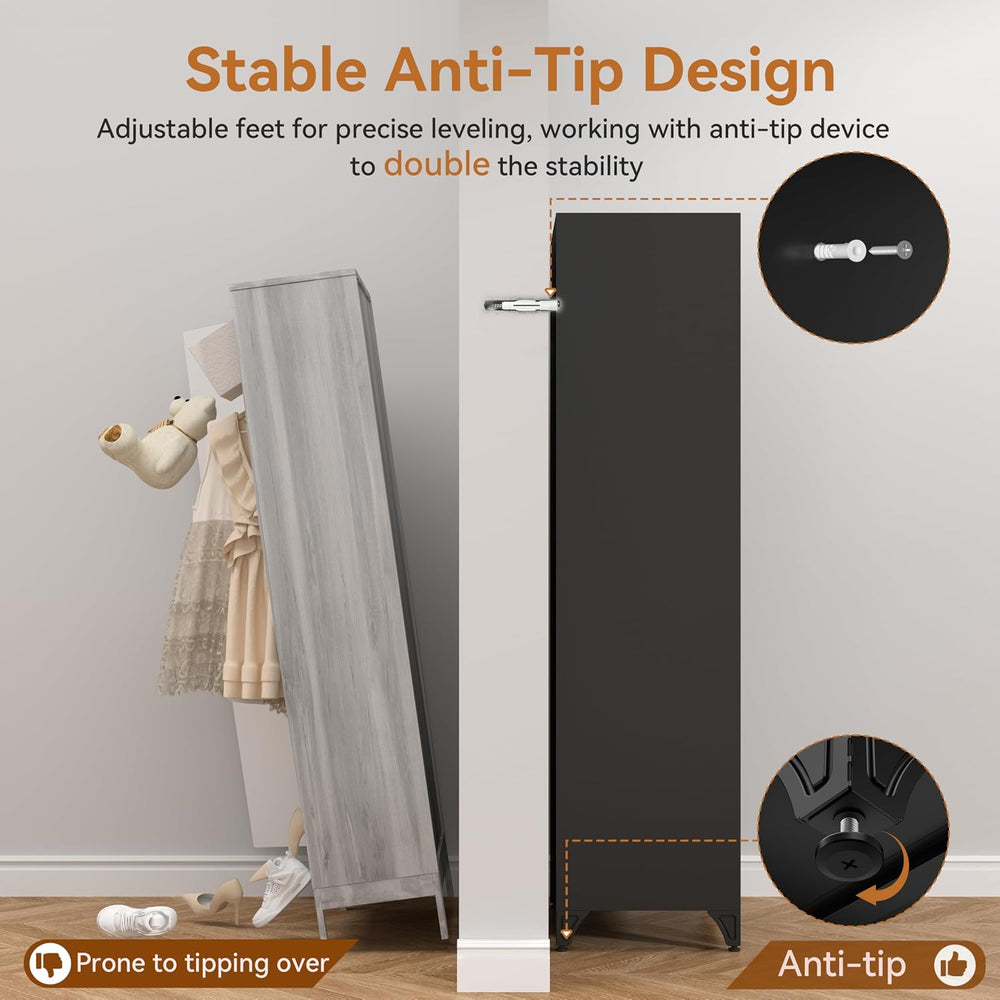71" Tall Metal Armoire Wardrobe Closet with 2 Doors