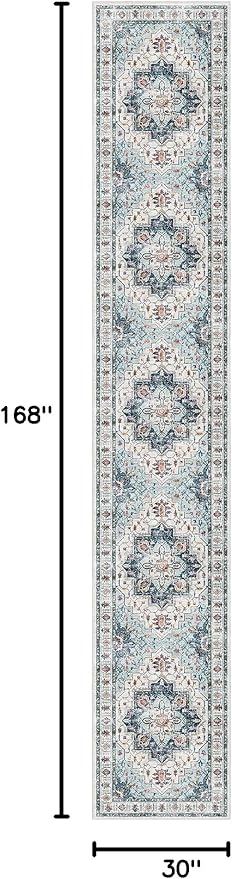 Madane Hallway Runner Rug 2'6''x14' Kitchen Runner, Non Slip Vintage Runners - Image 2