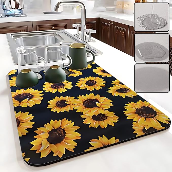 Dish Drying Mat Foldable Fall Kitchen Drying Mat Absorbent Sink Mat by ruhuayoupin
