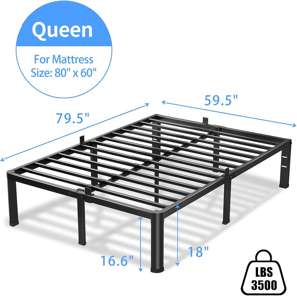 VIPSHOW 18 Inch Queen Bed Frame with Round Corners No Box Spring Needed