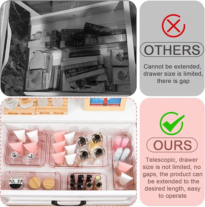 20 Pcs Clear Drawer Organizer, Adjustable Drawer Storage Box, 3-Size Desk - Image 4