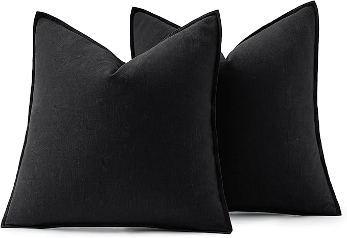 MIULEE Decorative Linen Euro Sham Pillow Covers 26x26 Black Boho Farmhouse - Image 6