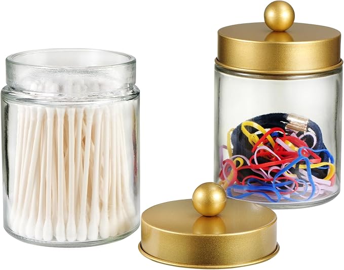 SheeChung Qtip Dispenser Holder 3pcs, Glass Apothecary Jars - Image 5