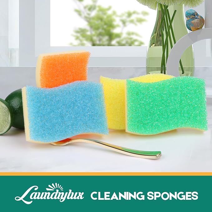 LAUNDRYLUX Scrub Sponge, 8 Pack Dual-Sided Temperature-Responsive Scrubber - Image 2