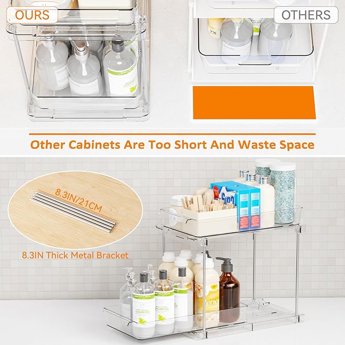 Yieach 4 Pack Under Sink Organizers and Storage, Two Tier Pull Out Cabinet - Image 6