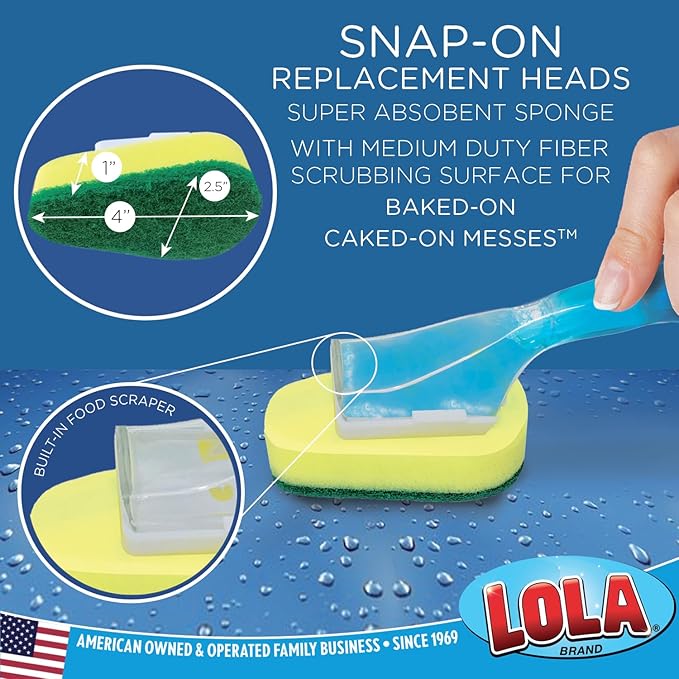 LOLA Dish Brush w/Soap Dispenser Wand, 12 Brushes w/Heads & 72 Refills - Image 6