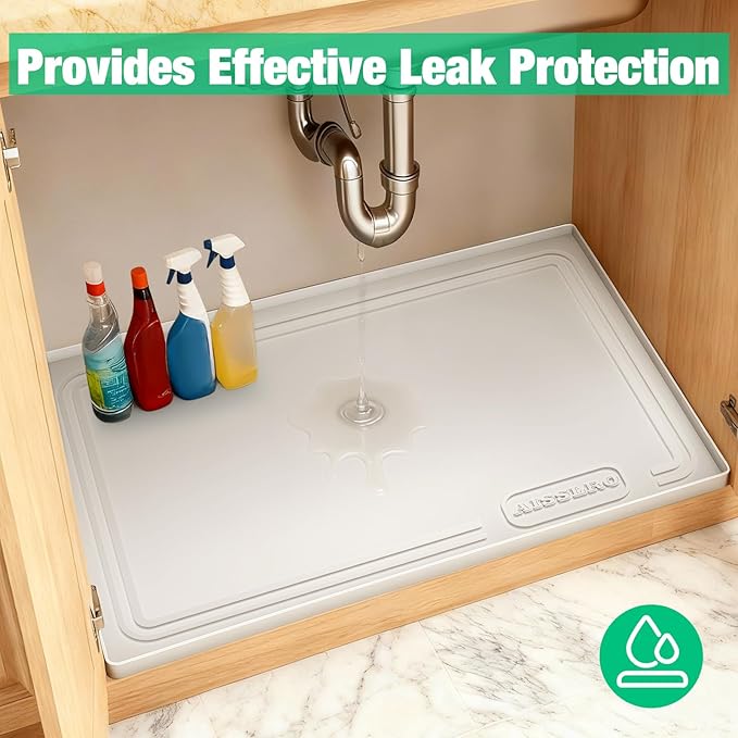Aisslro Under Sink Mat 22" X 19", Waterproof Silicone Cabinet Organizer - Image 4
