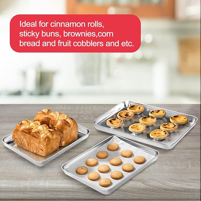 Cookie Sheets for Baking, Stainless Steel Baking Sheet Baking Pan Tray - Image 7