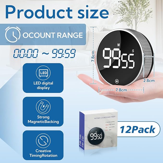 12 Pack Digital Kitchen Timer