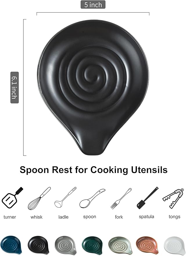 LAUCHUH Spoon Rest for Stove Top, 5 inch Large Cooking Spoon Holder for Kitchen - Image 2