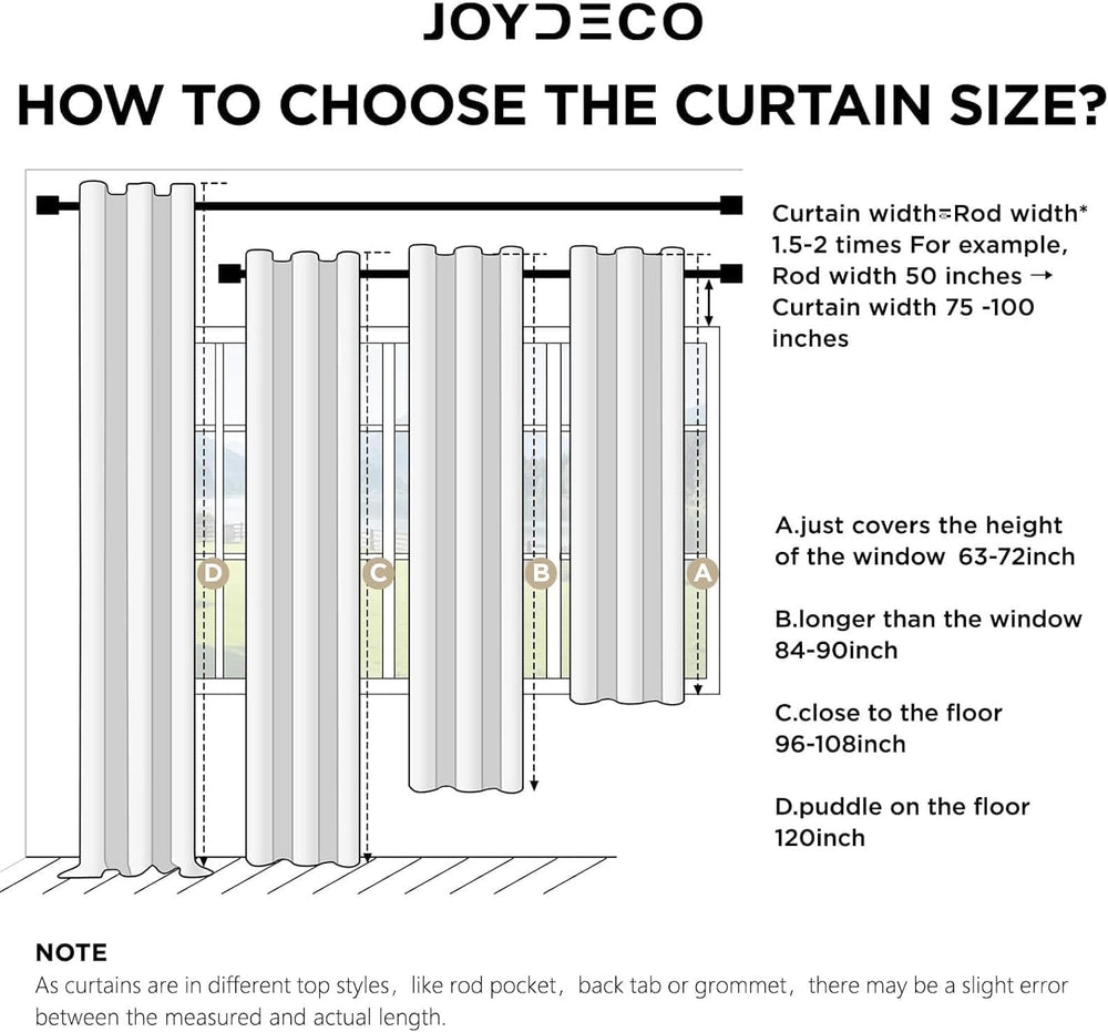 Joydeco Blackout Curtains 96 Inches Long, Light Blocking Curtains for Bedroom...