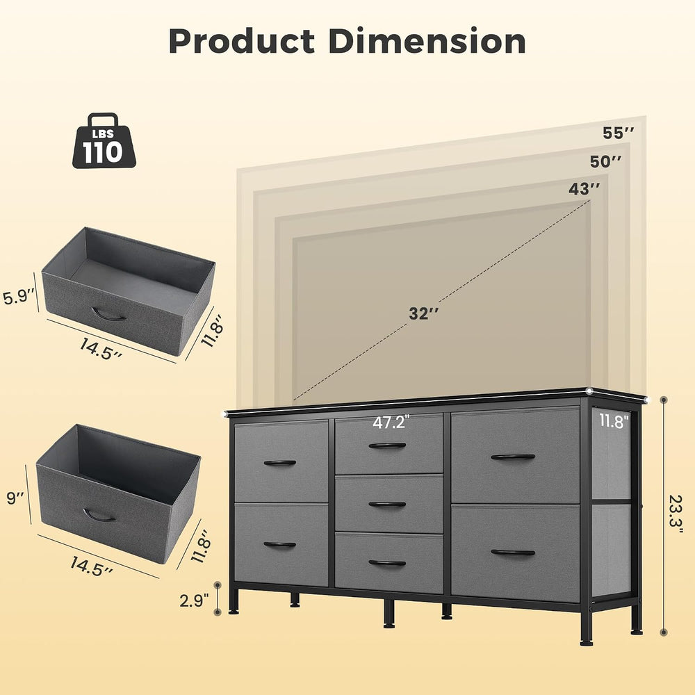 DUMOS 7 Drawer Fabric Dresser, Clothes Organizer Storage Tower for Bedroom