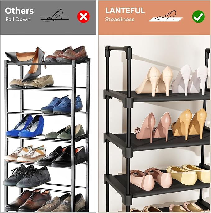 LANTEFUL Tall Shoe Rack 8 Tiers, 16-20 Pairs Shoe and Boots Organizer Storage - Image 6