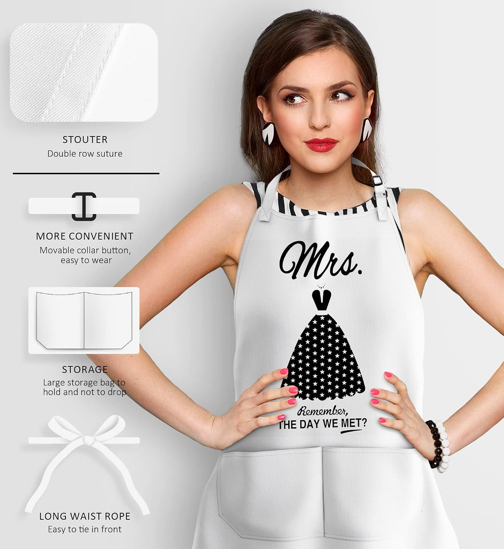 Mr & Mrs Aprons for Couple Gift-Anniversary,Bridal Shower,Wedding,Engagement,Christmas Gifts for Couple,Kitchen Gift Set