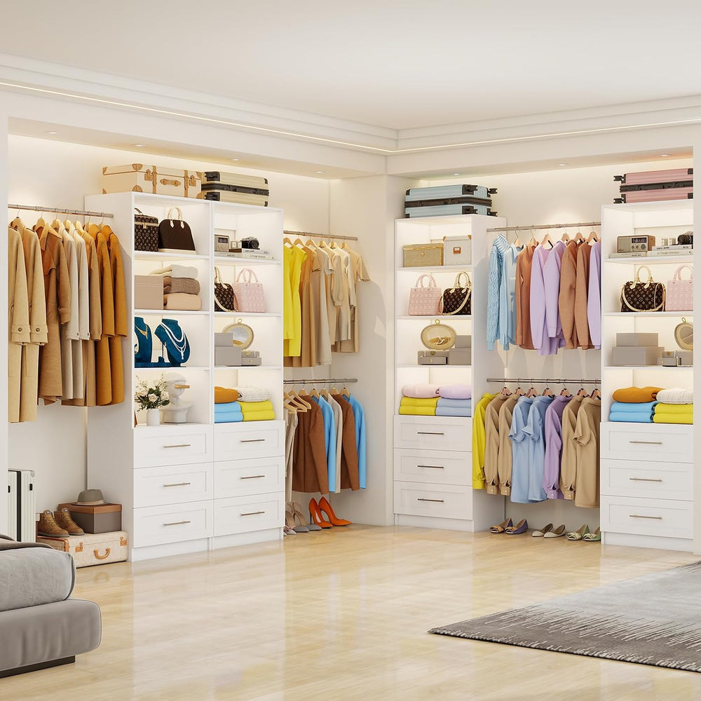 Closet System with 6 Drawers, 5-14FT Custom Closet Organizer System with 8 Ex...