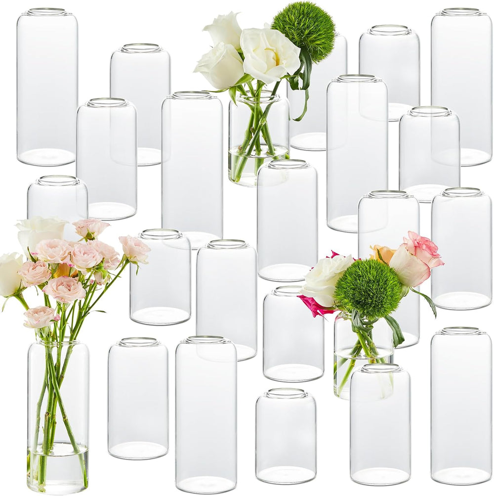 Glass Bud Vases Set of 24, Clear Flower Vase for Centerpieces, Small Vases fo...