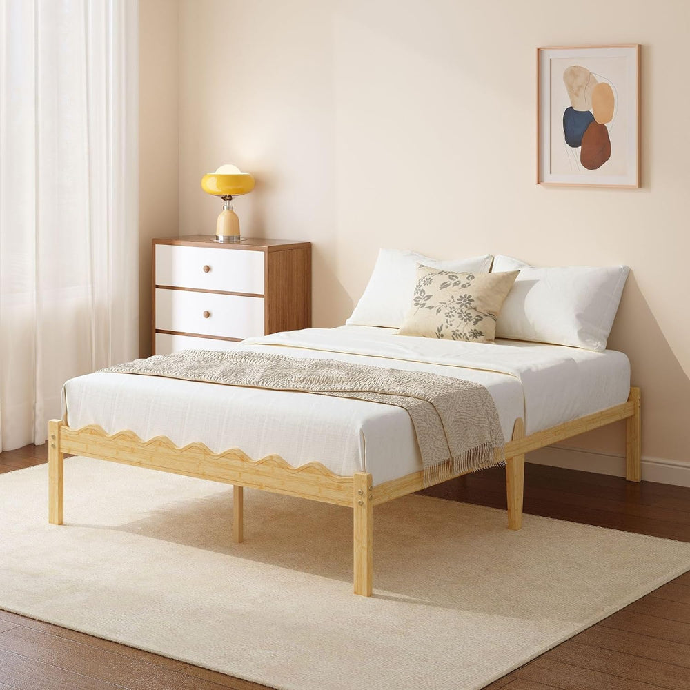 FSCHOS 14 Inch Bamboo Full Size Platform Bed Frame