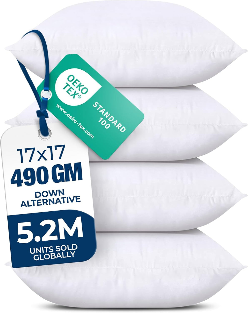 Utopia Bedding Throw Pillows, Decorative 17x17 Pillow Inserts, Set of 4