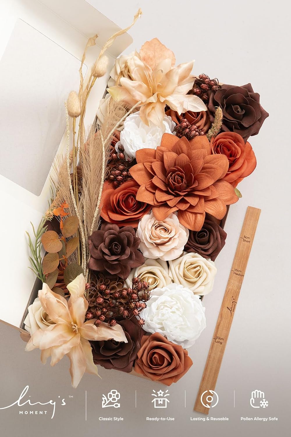 Ling's moment Boho Artificial Flowers Greenery Deluxe Combo, Burnt Orange