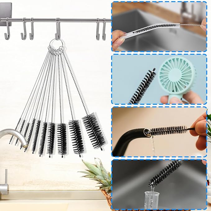 Ixiaoyoo Cleaning Brushes Set, 10 Pieces 8 Inch Nylon Tube Brush + 60 Inch - Image 6