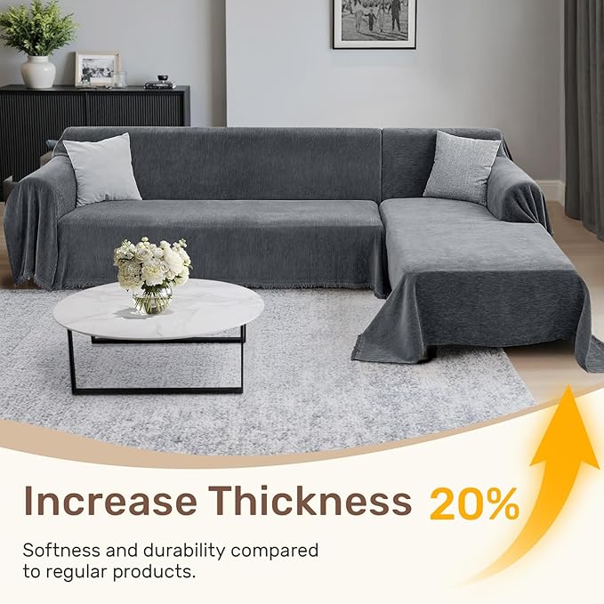 Sectional Couch Covers, 2 Pieces Washable L Shaped Couch Covers Sofa Blanket - Image 3