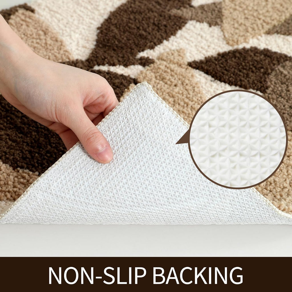 Brown Bathroom Rug Set 2 Piece, Non-Slip Strong Water Absorbent Plush Microfiber Bath Mat Set, Machine Washable Bathroom Floor Mat Cute Shower Bathmat Indoor Doormat (20"x32"+20"x32")