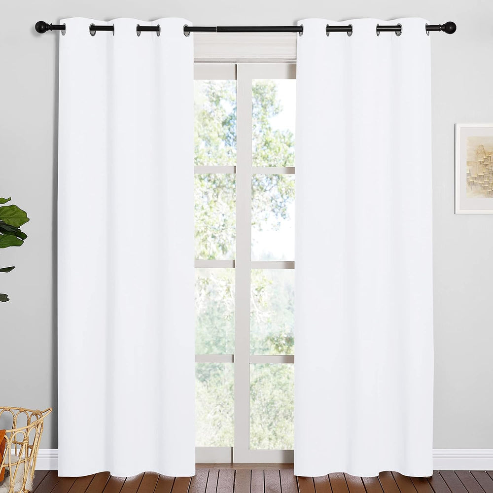 NICETOWN Pure White Blackout Curtains for Living Room 42" x 84" 2 P...