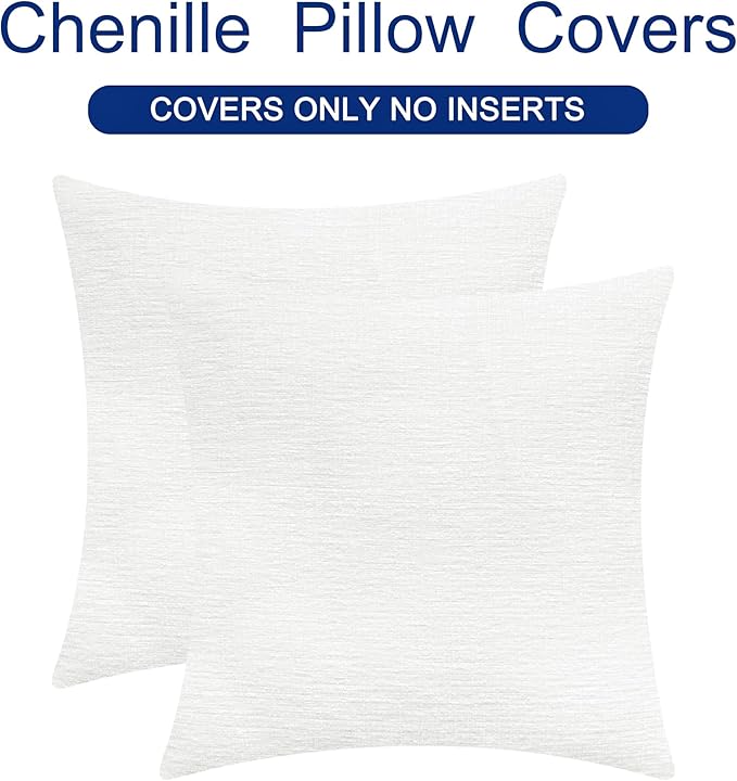 CaliTime Throw Pillow Covers Decorative 16 X 16 Inches Pack of 2 Cozy Chenille - Image 6