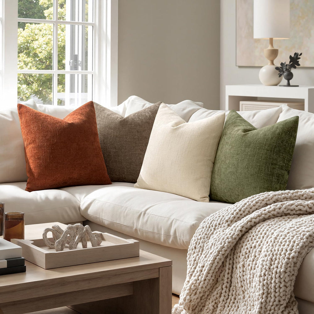 MIULEE Pack of 4 Fall Decorative Throw Pillow Covers 18x18 Inch Chenille Text...