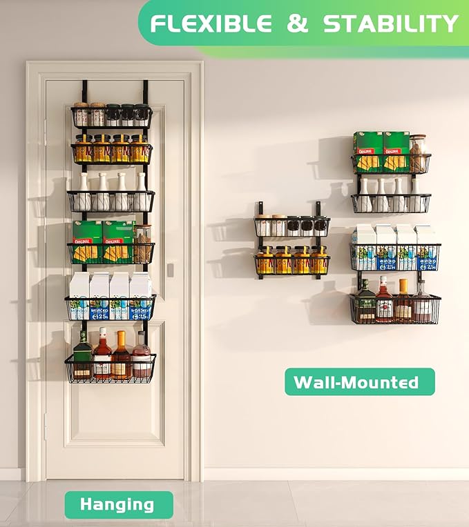Mefirt 12 Inch Wide Narrow Over The Door Pantry Organizer, Pantry Organization - Image 4