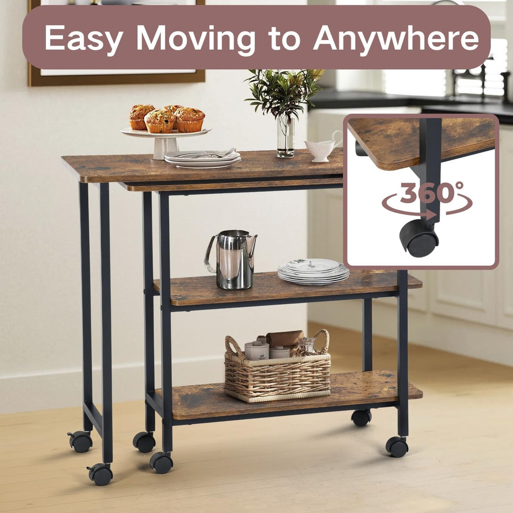Homy Casa 360° Rotating Sofa Side Table with 2-Tier Storage Shelves - Mobile ...