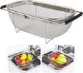 AJIODA Over The Sink Colander, 4 Quarts Stainless Steel Oval Colander by AJIODA