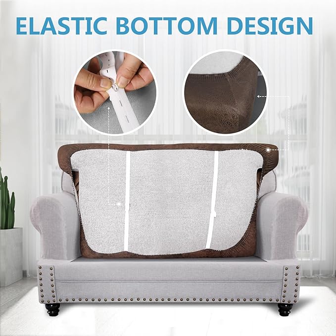 Leather Look Couch Cushion Covers Sofa Seat Slipcovers Sets Couches Furniture - Image 4