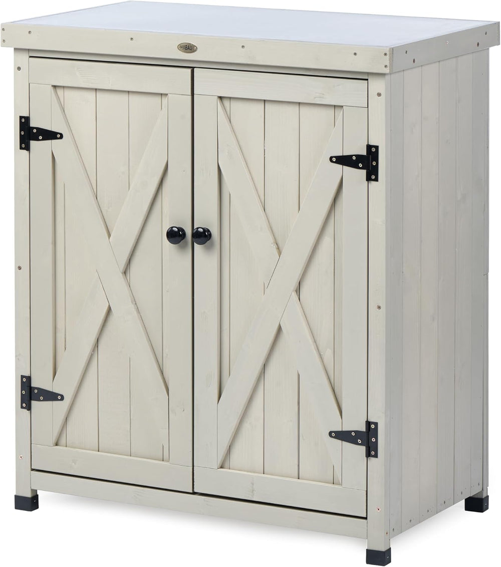 HABAU Outdoor Storage Cabinets Weatherproof for Patio, Garden Work Bench with...