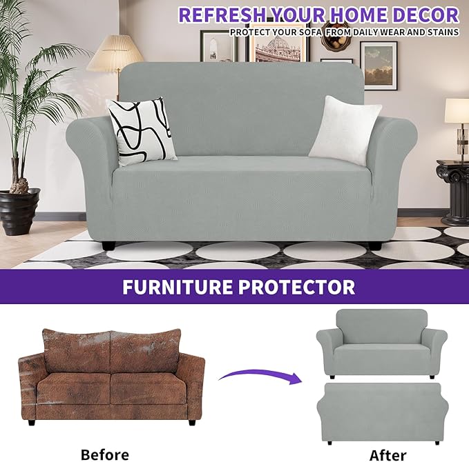 ZNSAYOTX Super Stretch Loveseat Covers, New Striped Love Seat Slipcover - Image 2