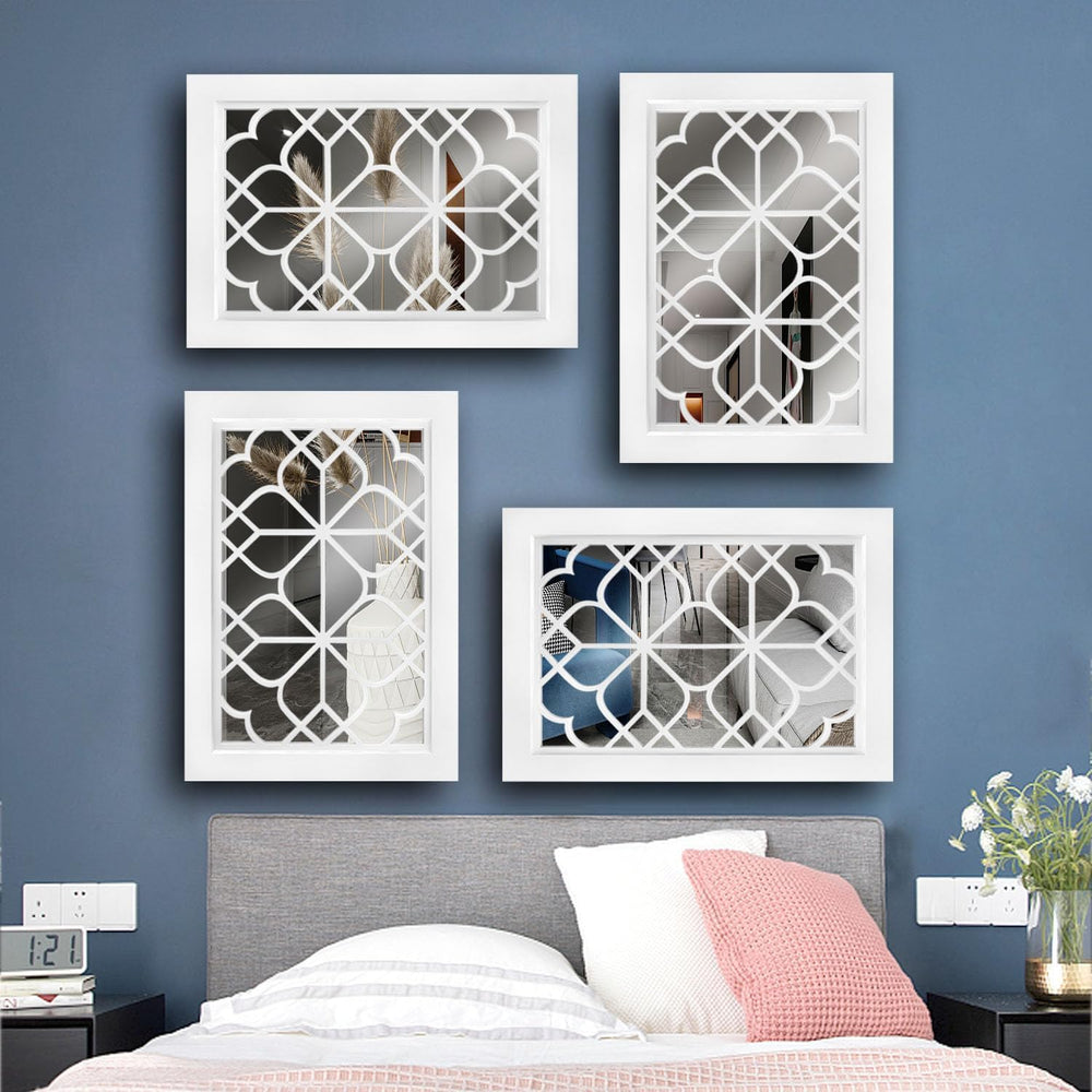 Wocred Set of 2 Rectangular Wall Mirror,White Color Entry Mirror for Bathroom...