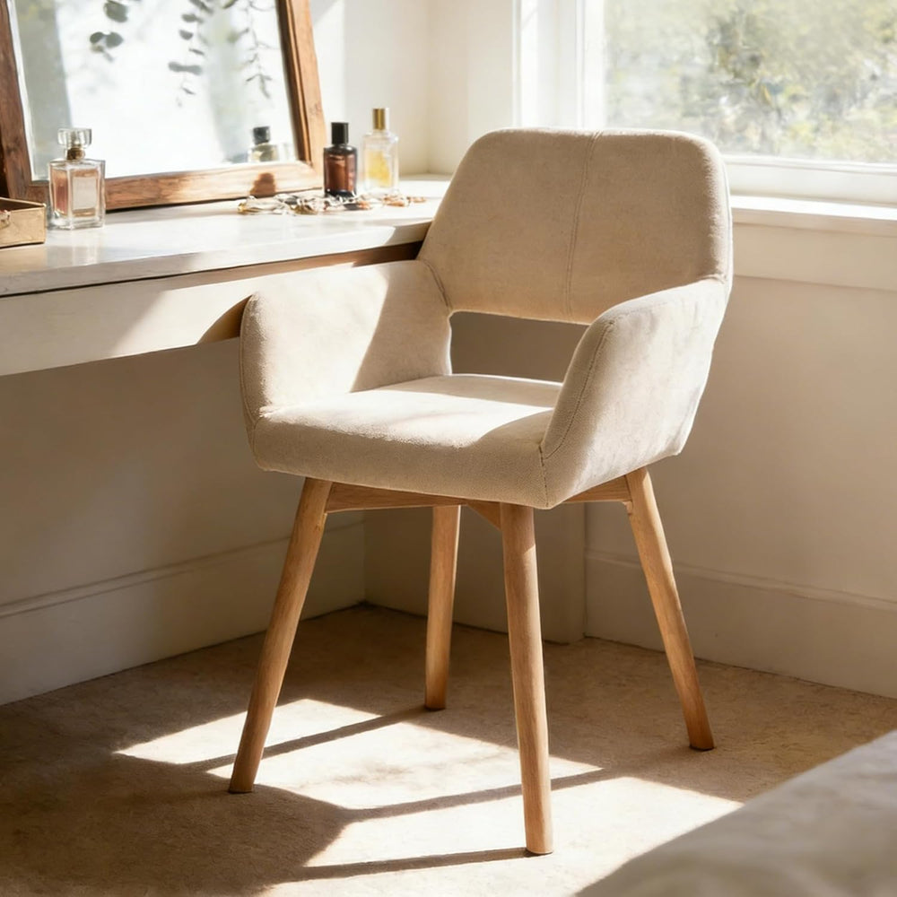 Desk Chair No Wheels Vanity Chair Comfy Accent Chair for Living Dining Room B...